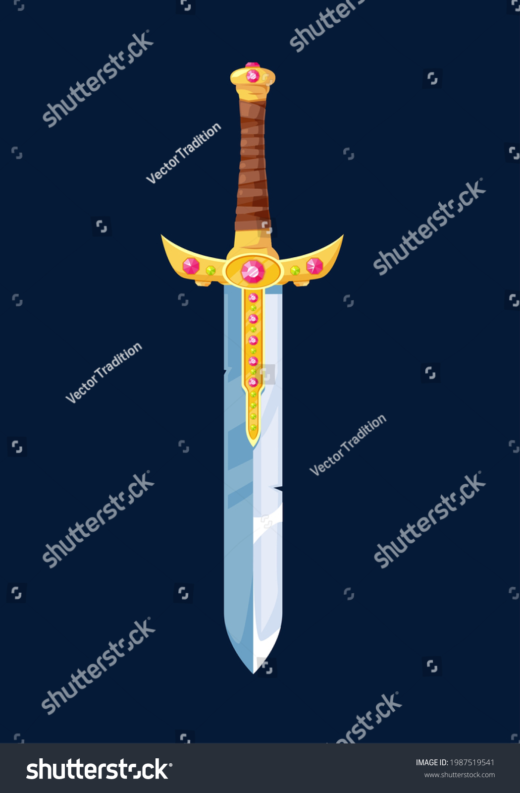 Magical Cartoon Knight Sword Blade Vector Stock Vector (Royalty Free ...