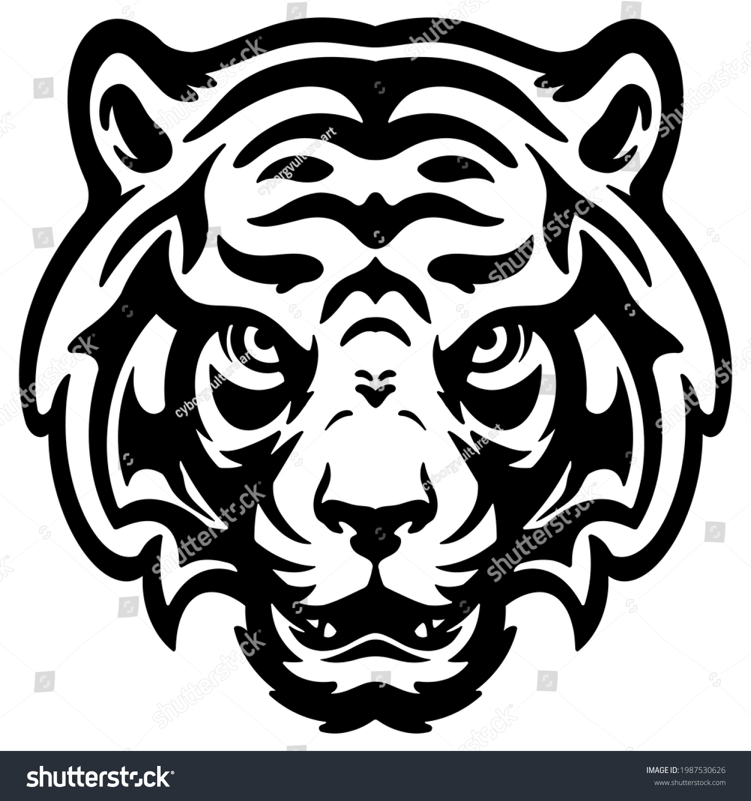 Tiger Head Mascot Logo Illustration Black Stock Vector (Royalty Free ...