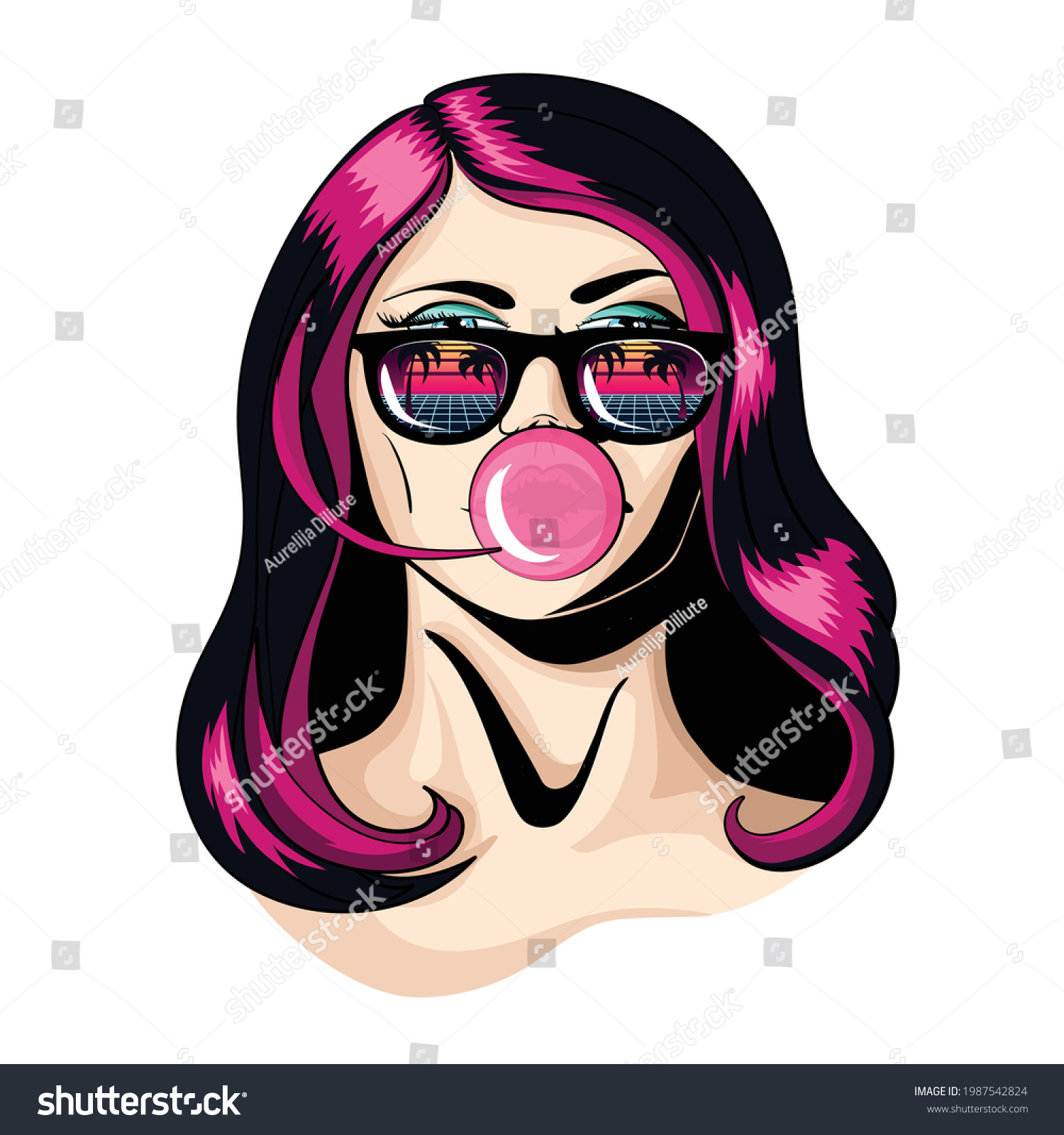 Cartoon Style Woman Bust Vector Illustration Stock Vector (Royalty Free ...