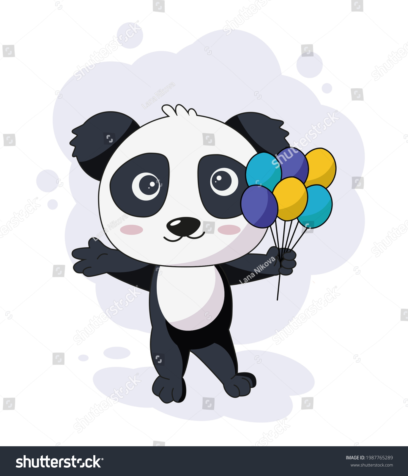 Cute Panda Balloons Vector Illustration Stock Vector Royalty Free 1987765289 Shutterstock 