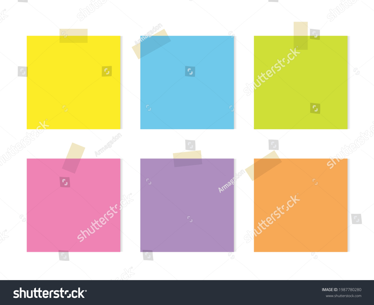 Sticky Note Paper Illustration Set Stock Vector (Royalty Free ...