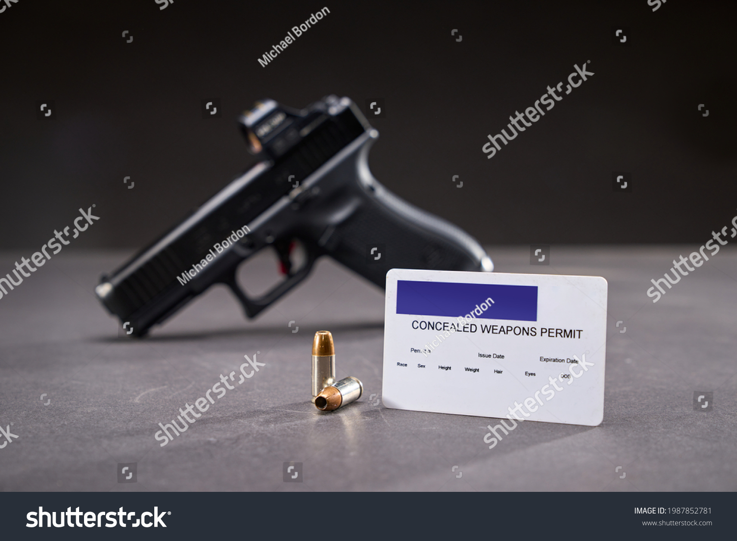 Concealed Weapons Permit Semiautomatic Handgun Red Stock Photo ...