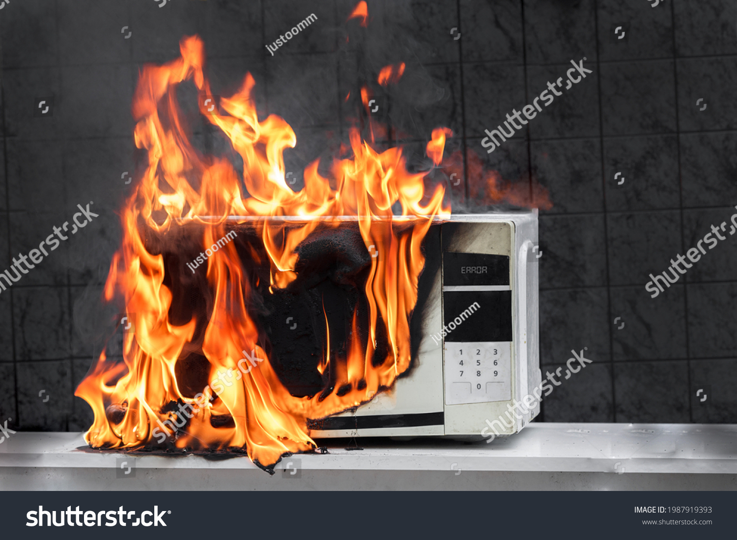 Microwave Oven Burns House Fire Due Stock Photo 1987919393 | Shutterstock