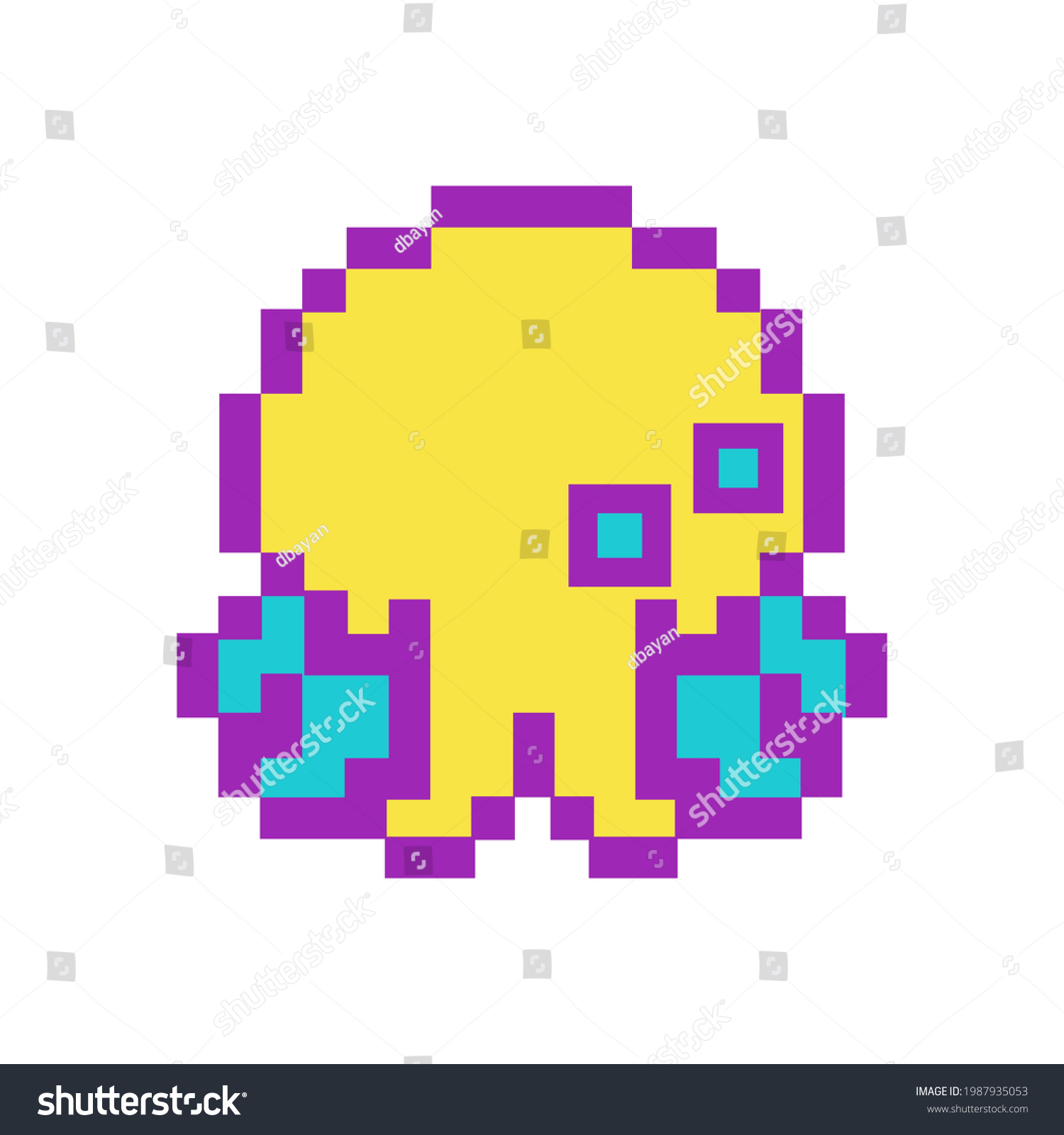 Pixel Art Jellyfish On White Background Stock Vector (Royalty Free ...