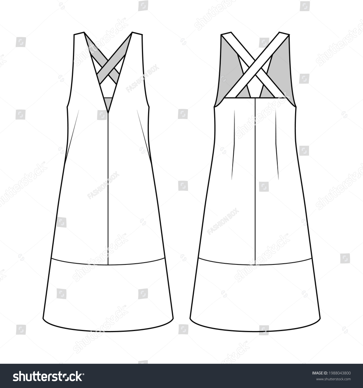 Fashion Technical Drawing Pinafore Dress Stock Vector (Royalty Free ...