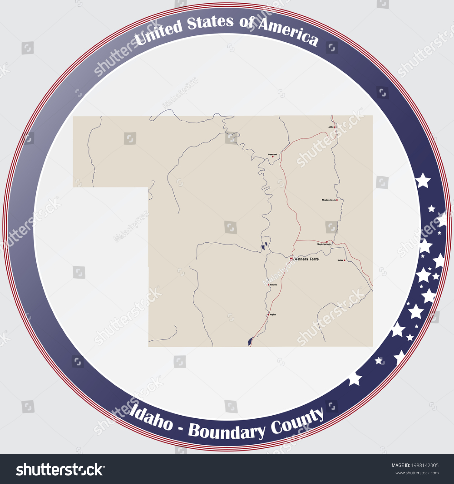 Stock Vector Large And Detailed Map Of Boundary County In Idaho Usa 1988142005 