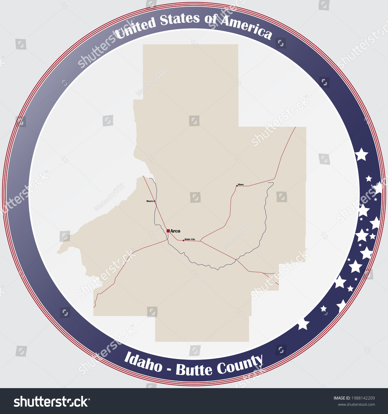 Large Detailed Map Butte County Idaho เวกเตอร์สต็อก ปลอดค่าลิขสิทธิ์ 1988142209 Shutterstock 3825