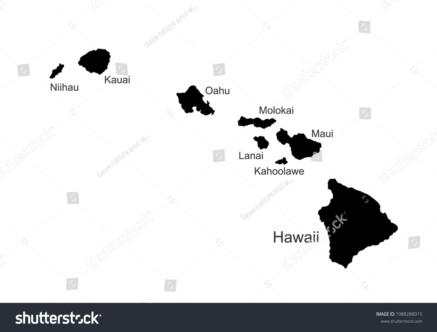 Hawaii Vector Map High Detailed Silhouette Stock Vector (Royalty Free ...