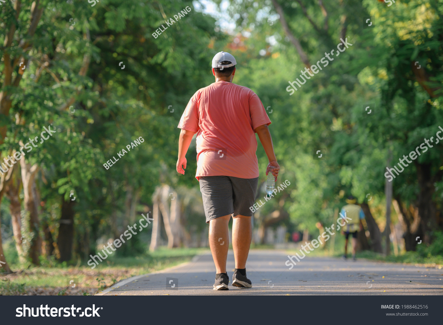 Fat Man Exercising By Walking Burn Stock Photo 1988462516 | Shutterstock