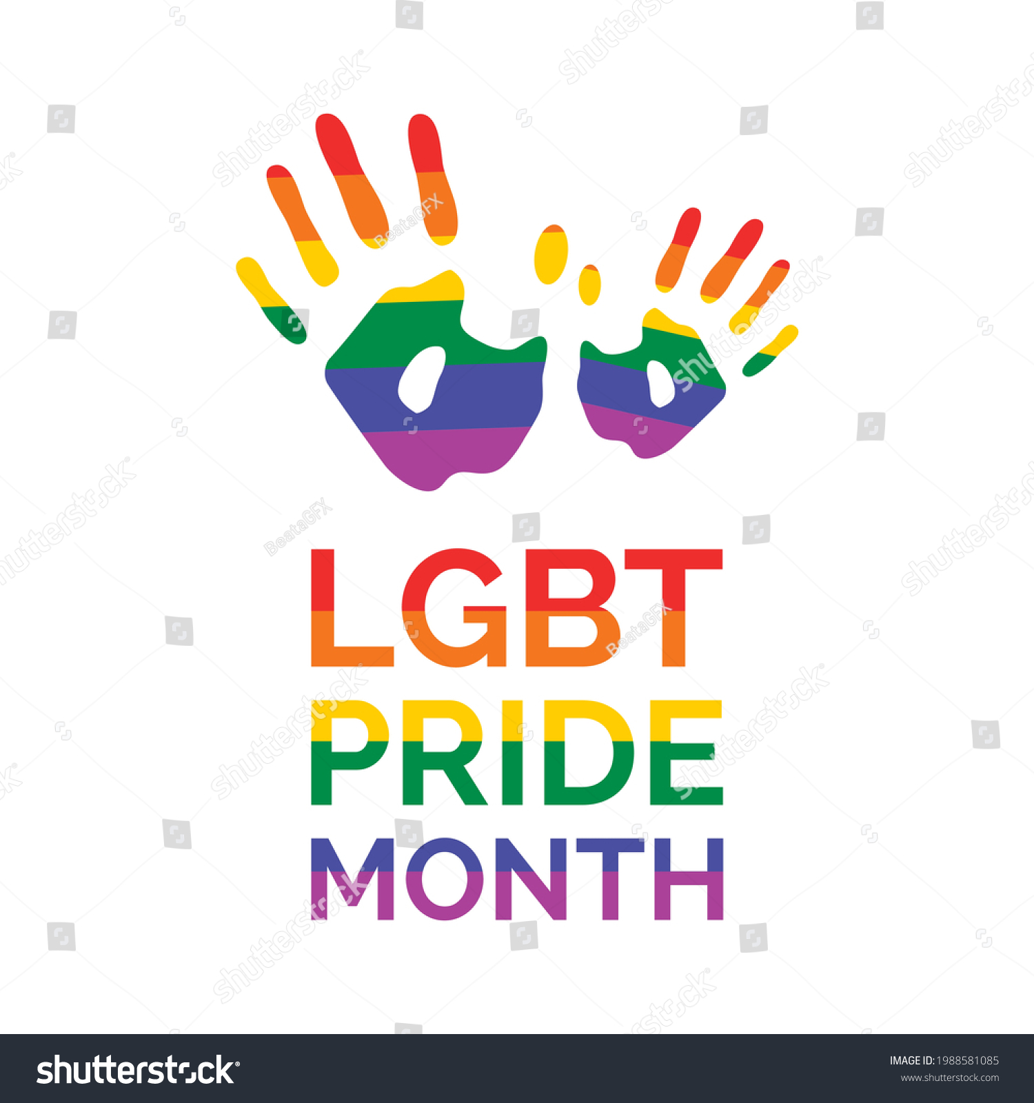 Lgbt Pride Month Poster Rainbow Handprint Stock Vector (Royalty Free ...