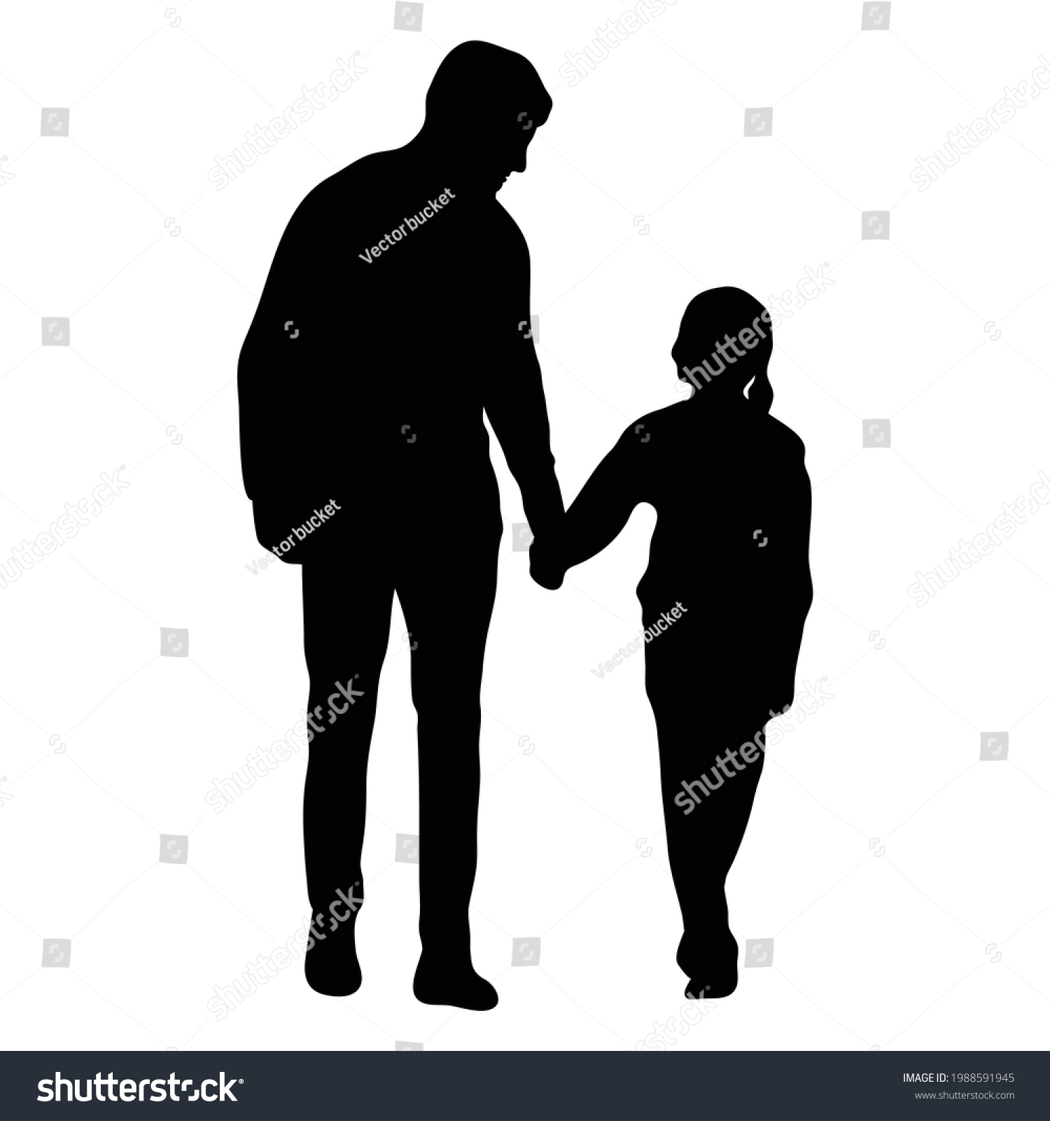 Silhouette Father Child Holding Hands Male Stock Vector (Royalty Free ...