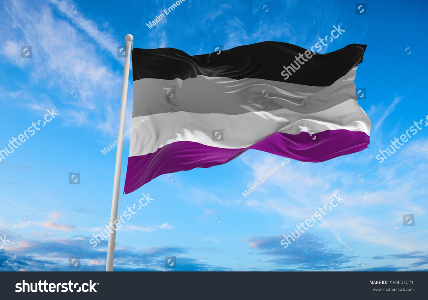 Asexual Pride Flag Waving Wind Cloudy Stock Illustration 1988603021 Shutterstock 