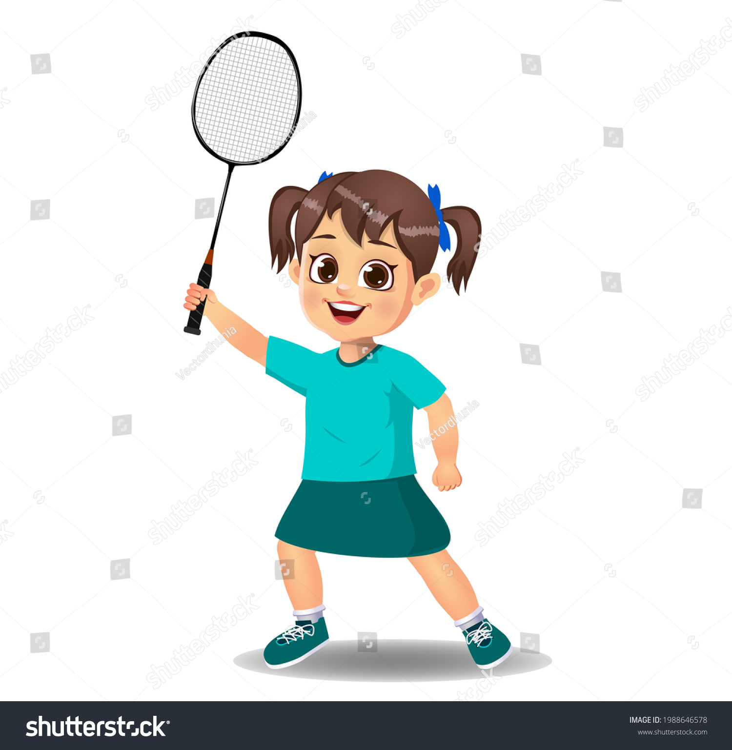 Cute Boy Kid Playing Badminton Stock Vector (Royalty Free) 1988646578 ...