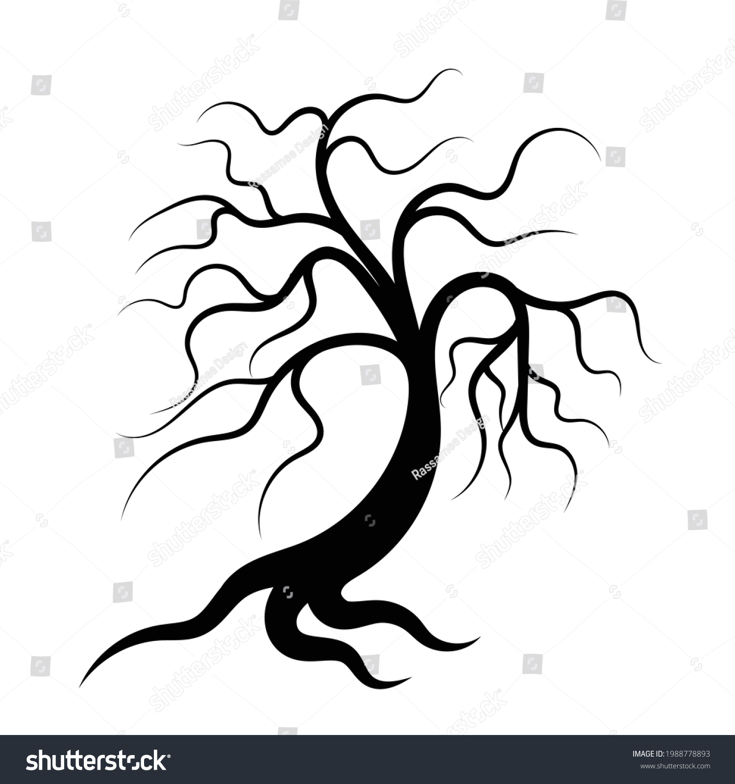 Scary Silhouette Tree Look Like Evil Stock Vector (Royalty Free ...