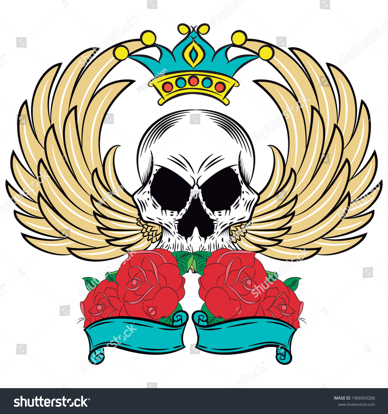 Illustration Vector Skull Tattoo Design Skate Stock Vector (Royalty ...