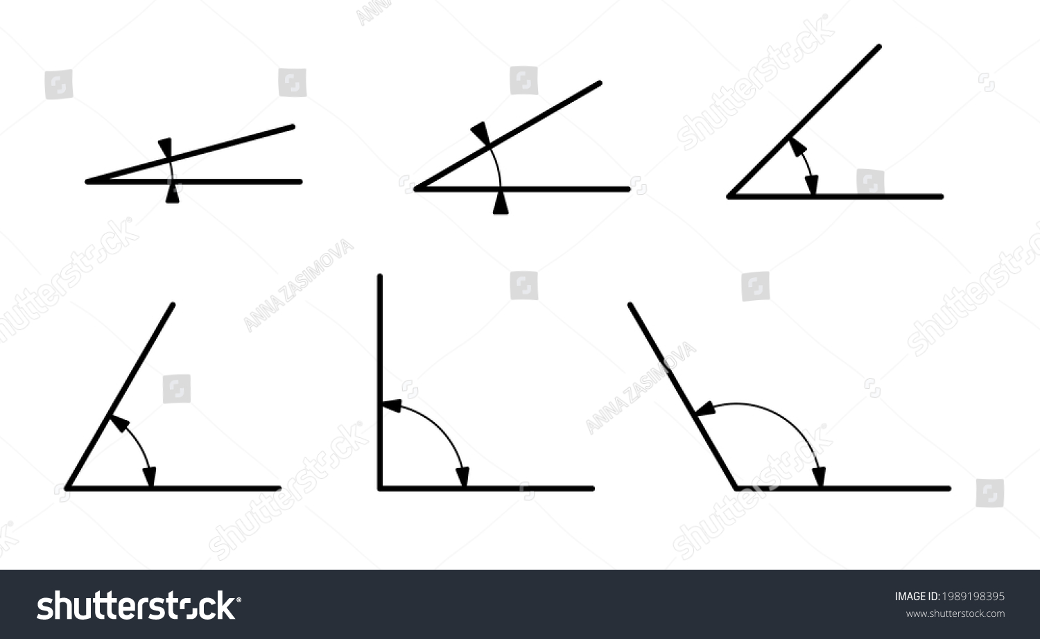 Different Mathematical Angles Isolated On White Stock Vector (Royalty ...