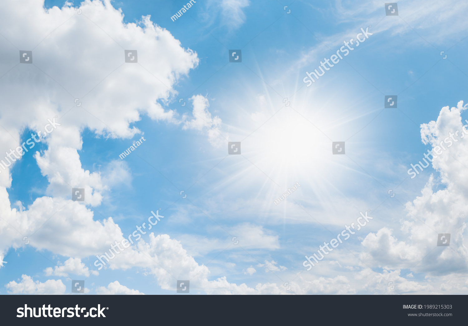 Blue Sky Clouds Sun Rays Stock Photo 1989215303 | Shutterstock