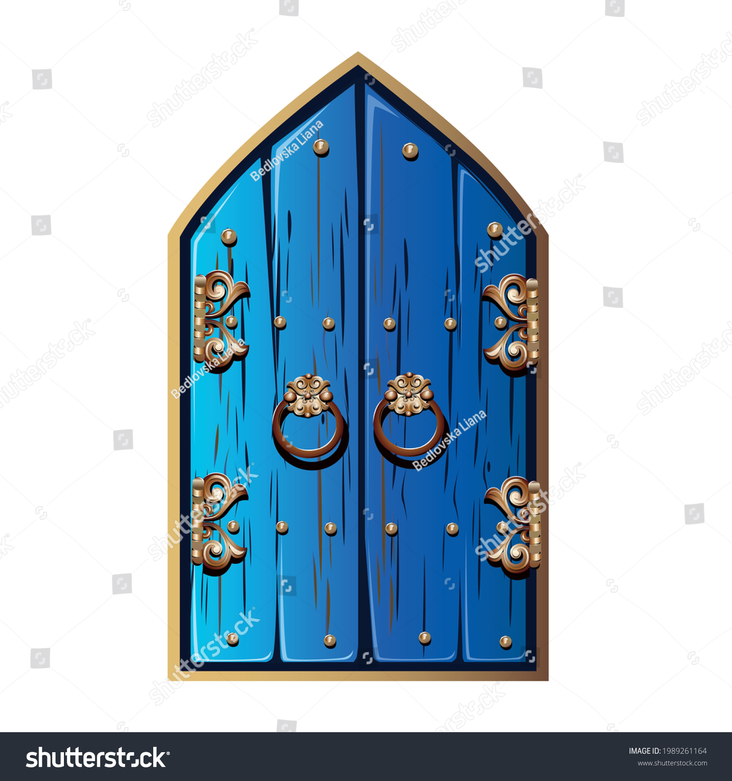 Old Fairytale Door Forged Handles Doubleleaf Stock Vector (Royalty Free ...