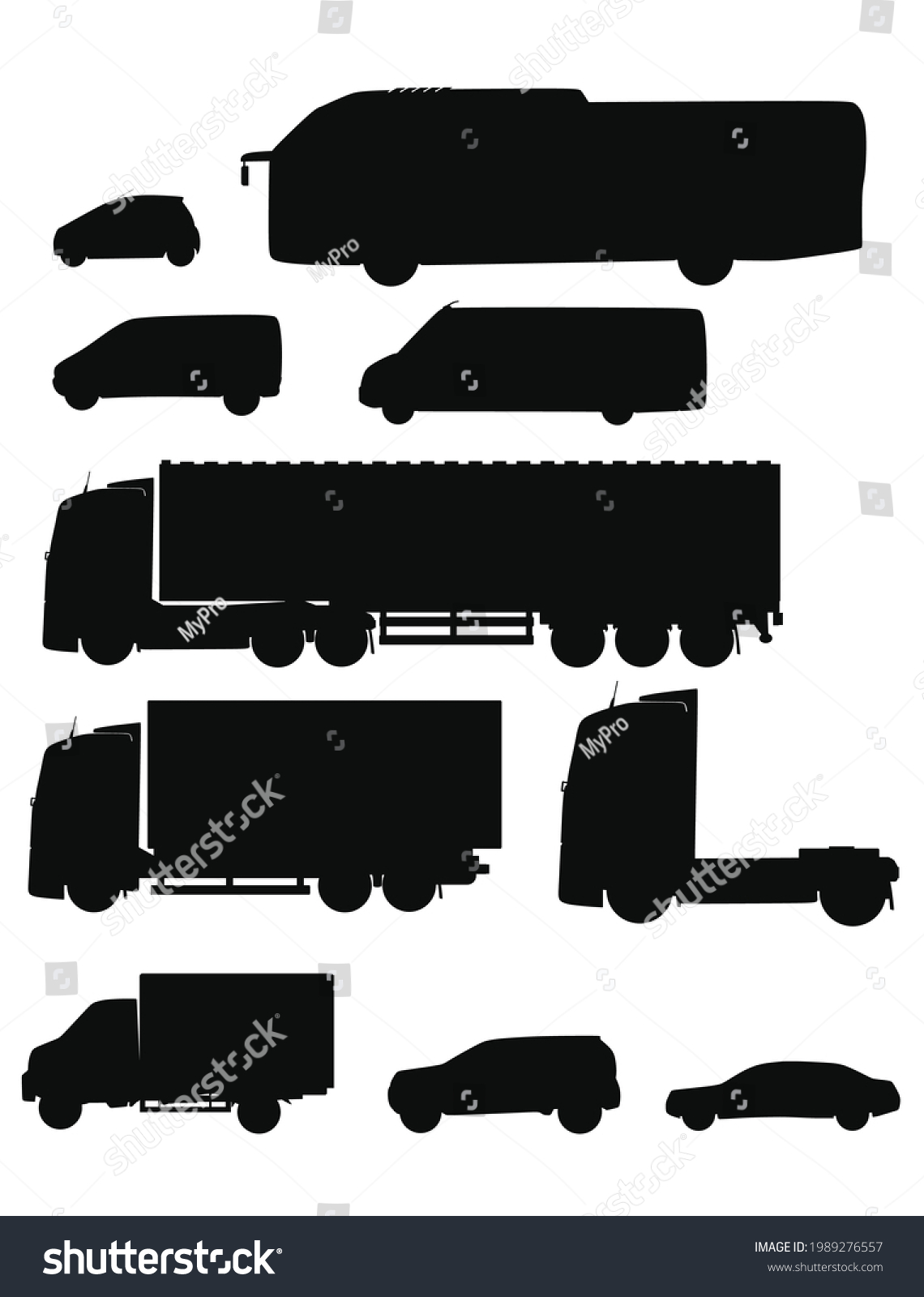 Transport Vehicles Silhouettes Vector Illustration Stock Vector ...