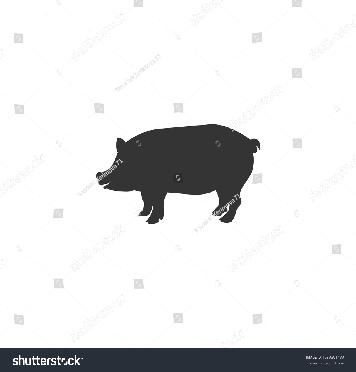 Pig Black Silhouette Vector On White Stock Vector (Royalty Free ...