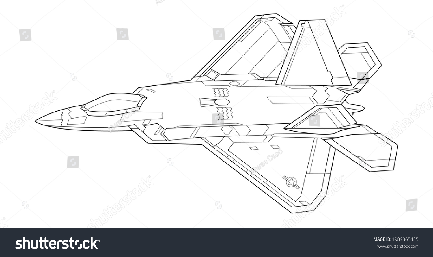 Adult Military Aircraft Coloring Page Book Stock Vector (Royalty Free ...