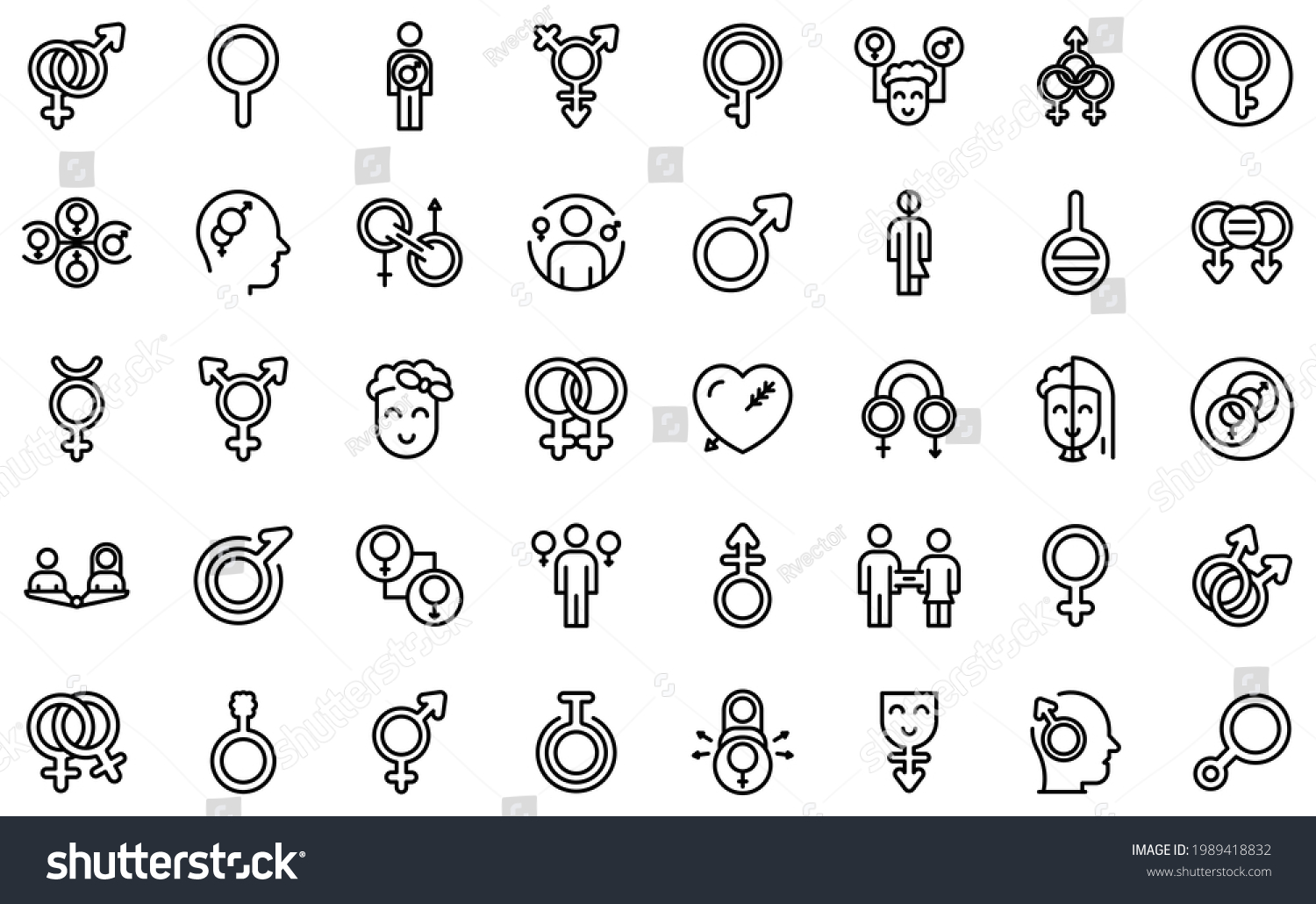 Gender Identity Icons Set Outline Set Stock Vector Royalty Free