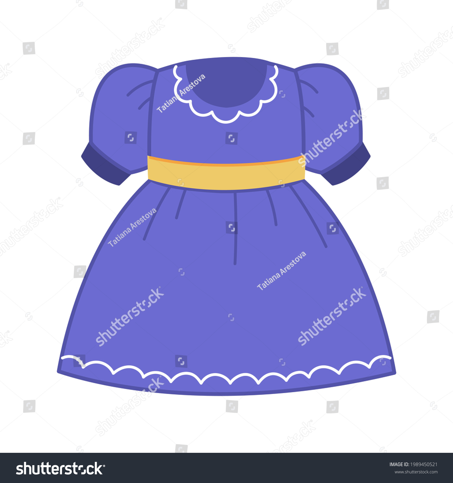 Lush Dress Blue Lantern Sleeves Summer Stock Vector (Royalty Free ...