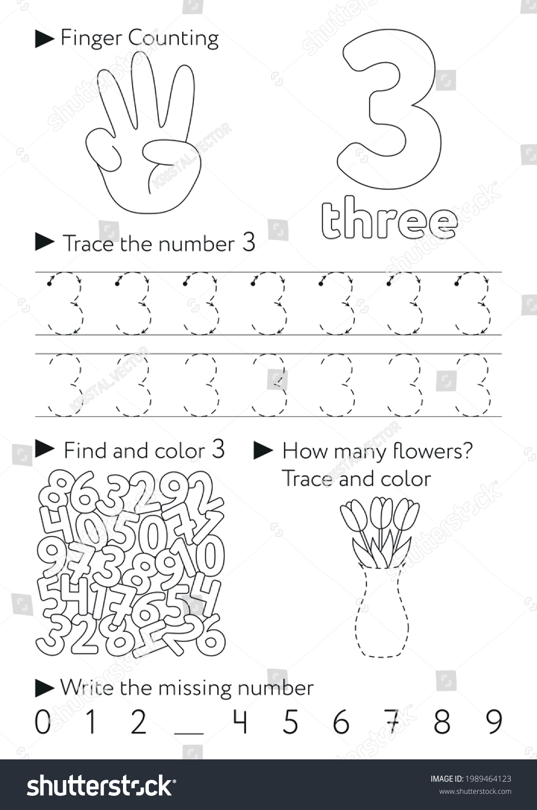 Worksheets Learning Numbers Learning Activity Kids Stock Vector ...