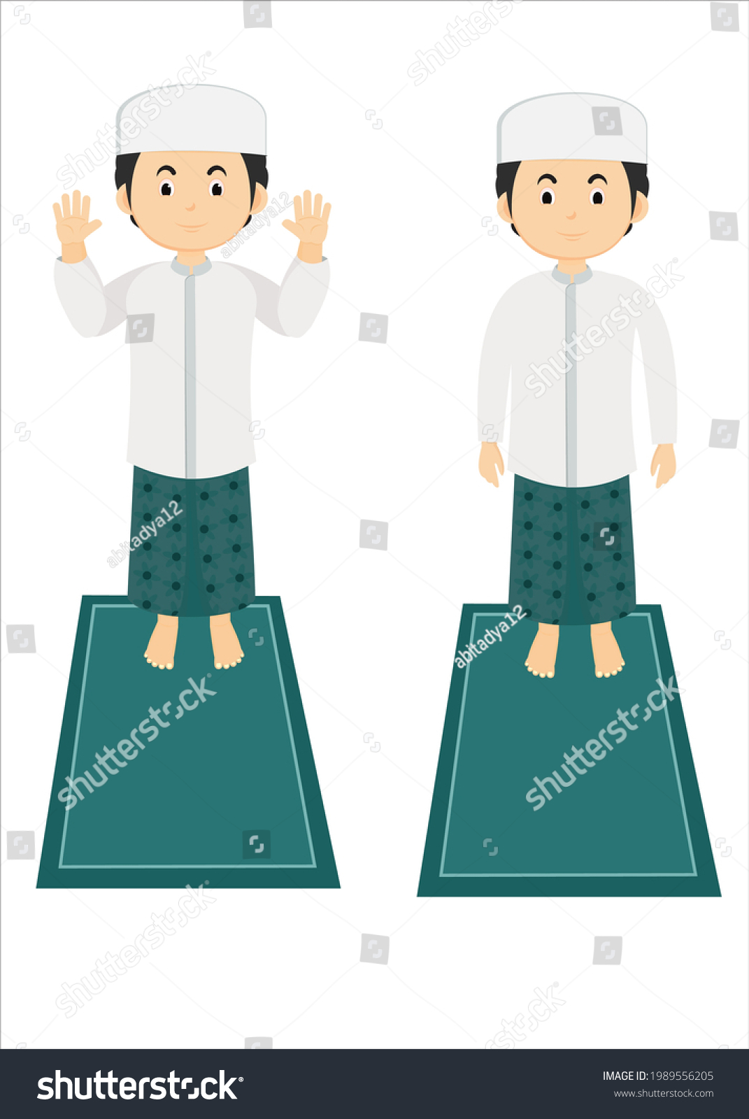 Muslim Boy Perform Prayer Salat Steps Stock Vector (Royalty Free ...