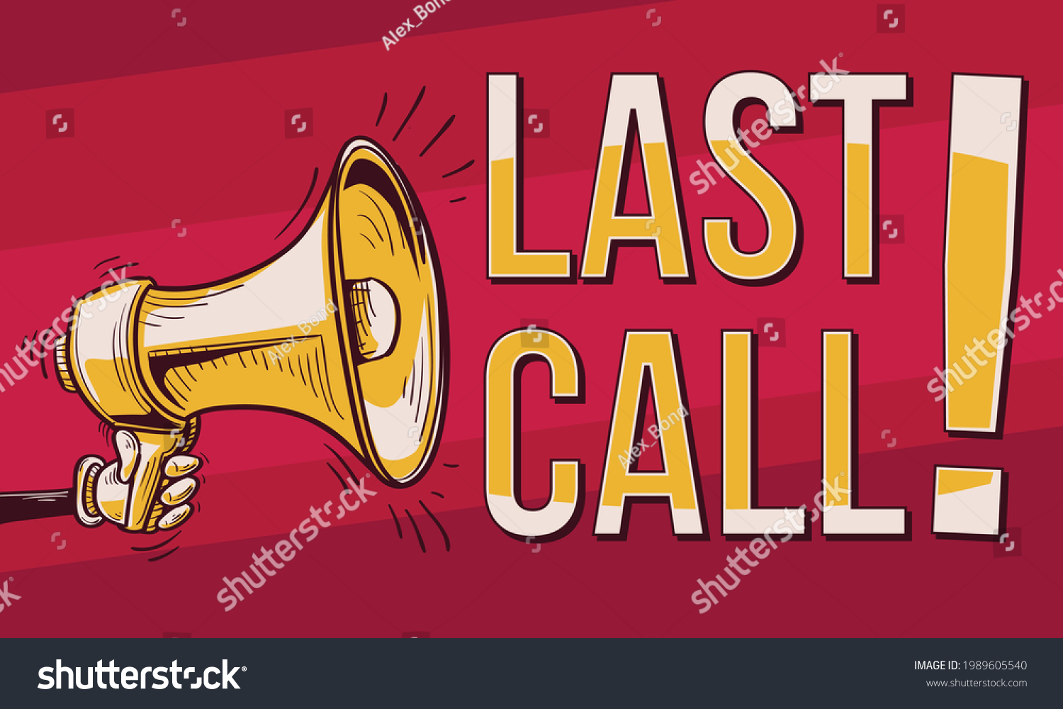 Last Call Drawn Advertising Sign Megaphone Stock Vector (royalty Free 