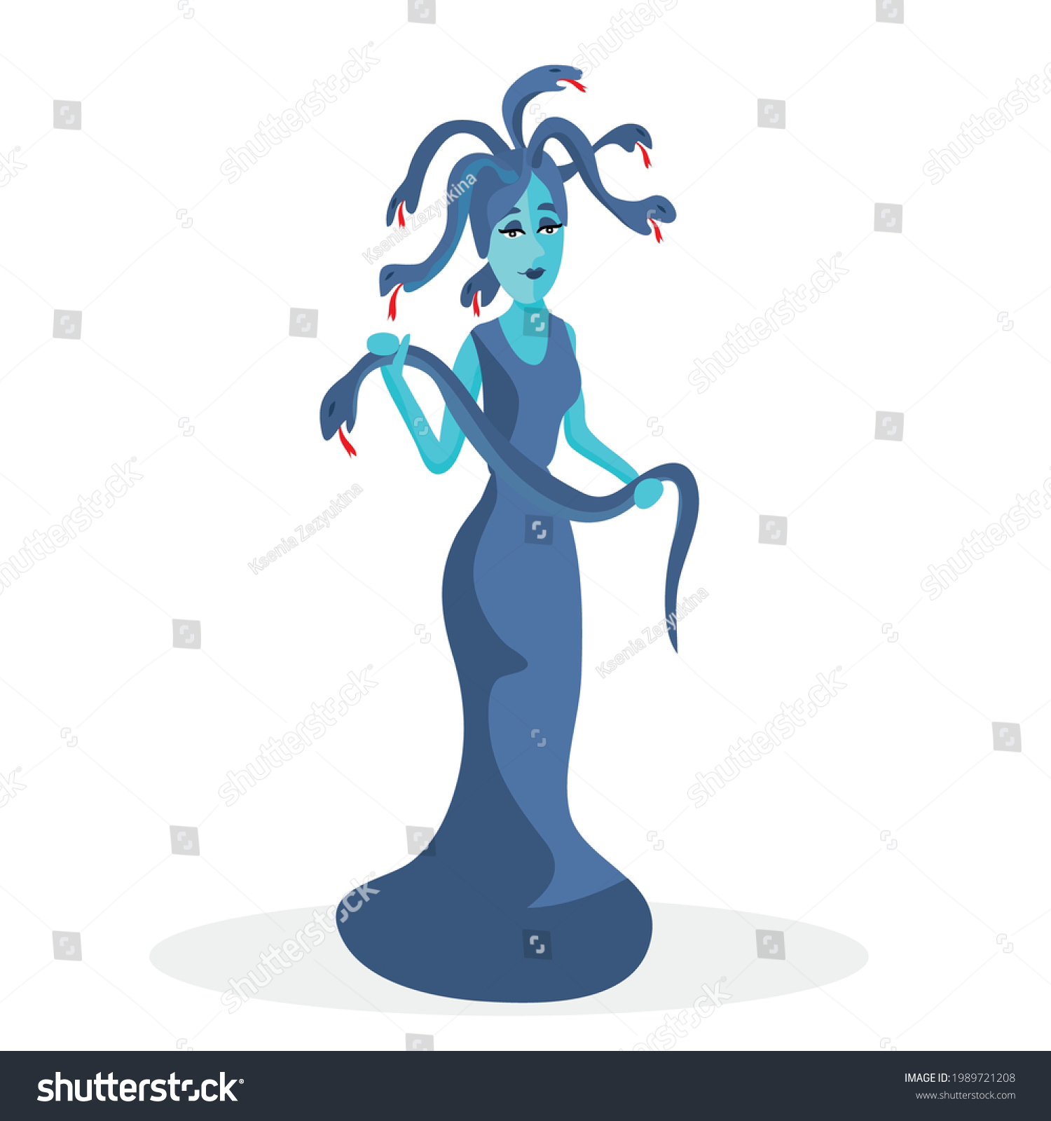 Vektor Stok Ancient Greek Goddess Medusa Gorgon Serpent Tanpa Royalti 1989721208 Shutterstock 1520