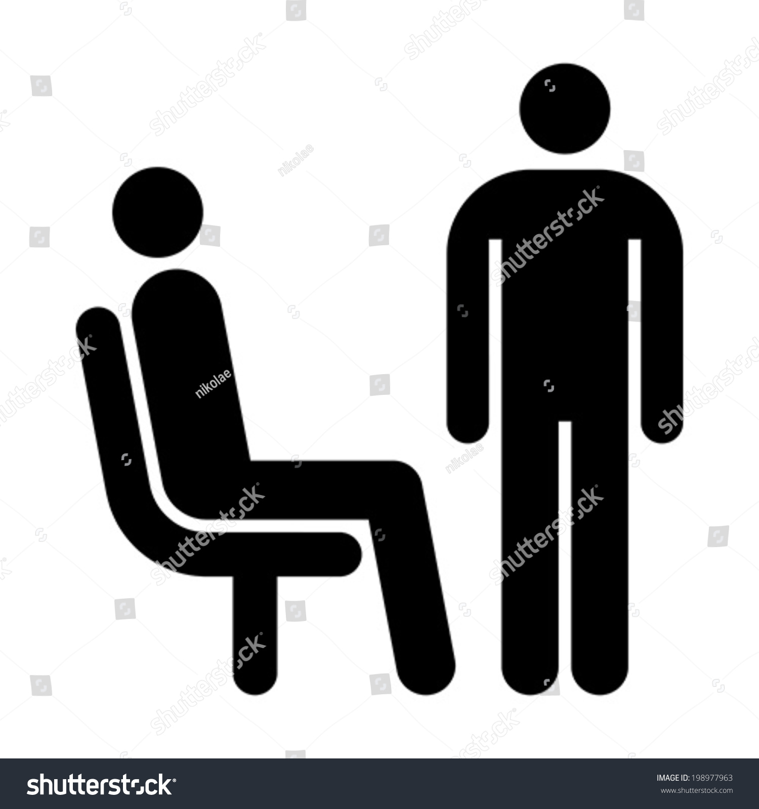 Seating Standing Man Waiting Room Symbol Stock Vector (Royalty Free ...
