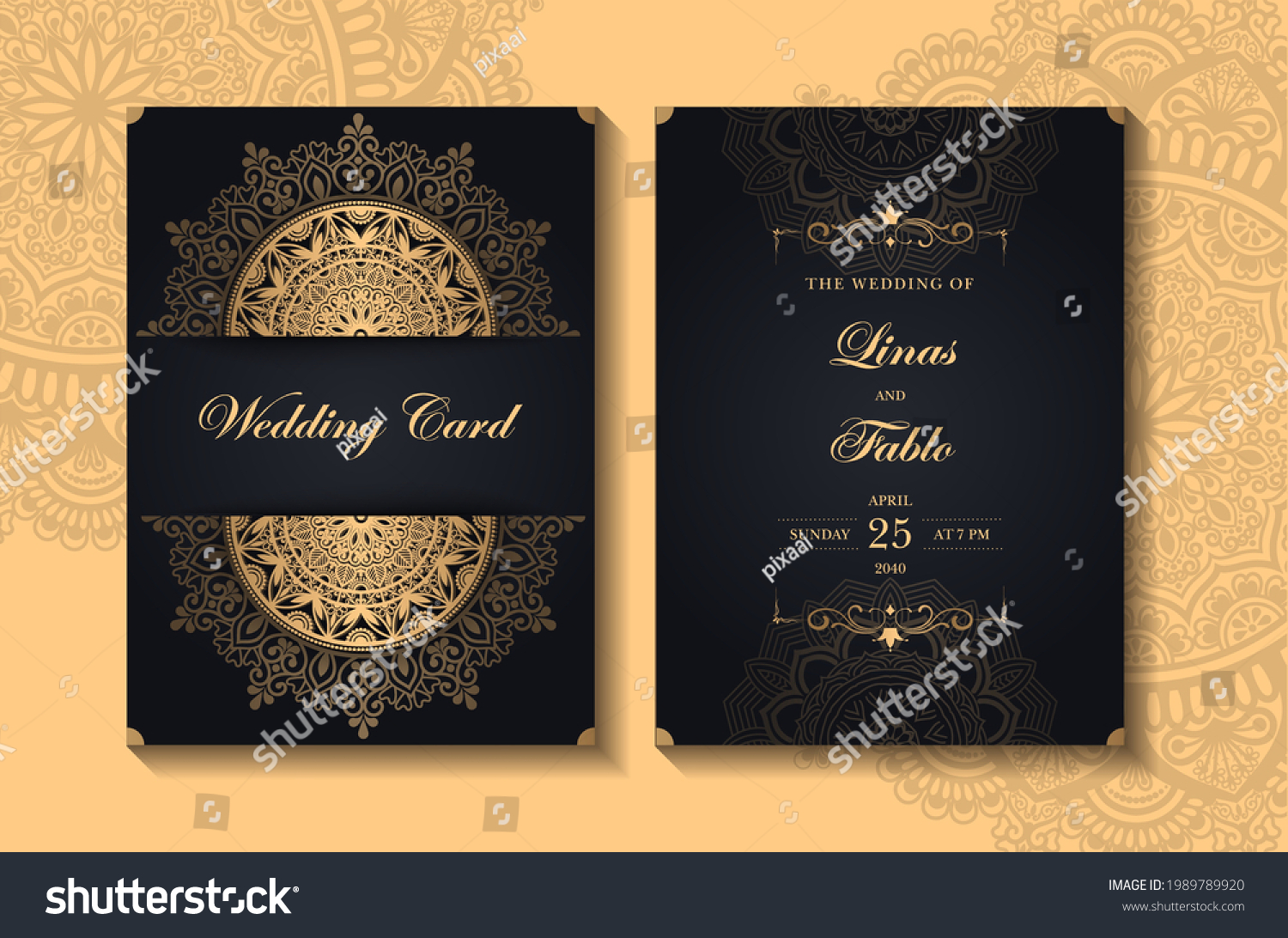 Luxury Golden Wedding Invitation Card Design Stock Vector (Royalty Free ...