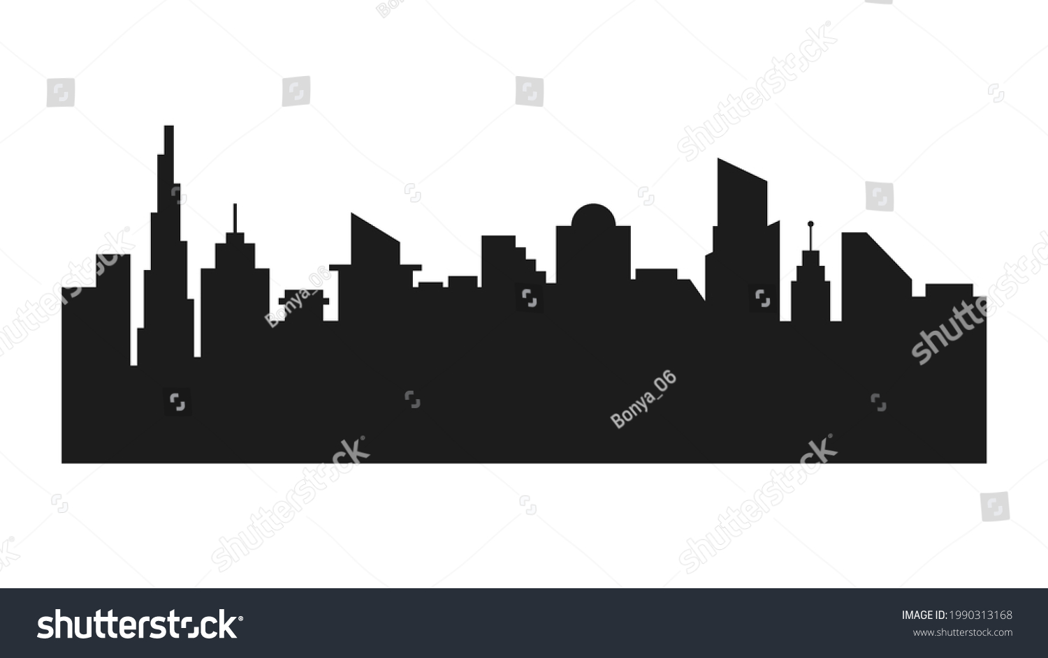 Gray Silhouette Modern City Skyline City Stock Vector (Royalty Free ...