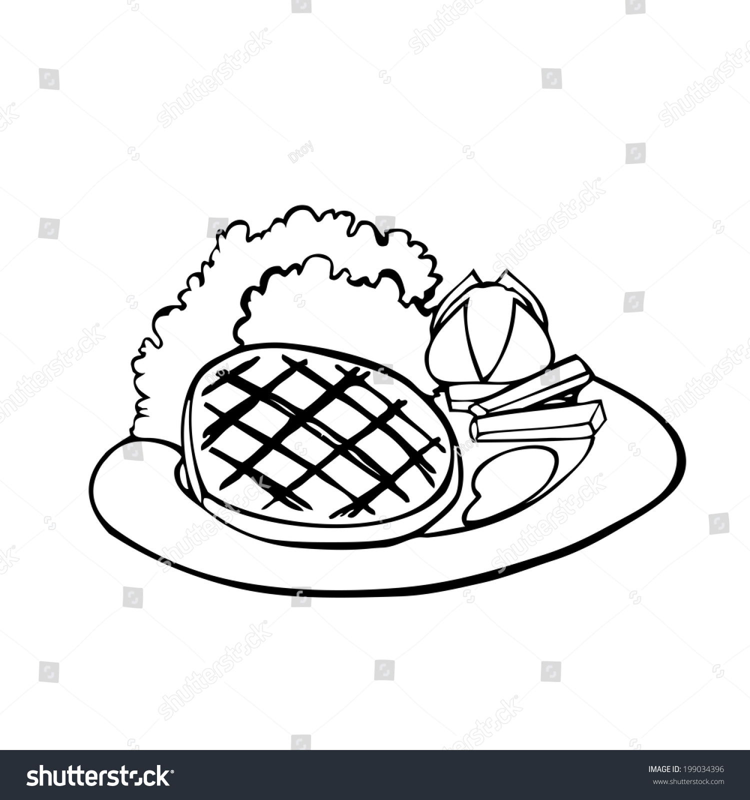 steak and mashed potatoes coloring pages