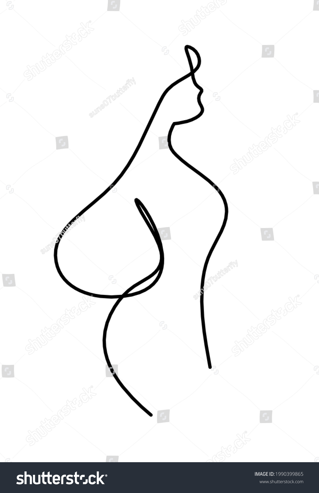 Woman Silhouette Body Line Drawing Picture Stock Illustration ...