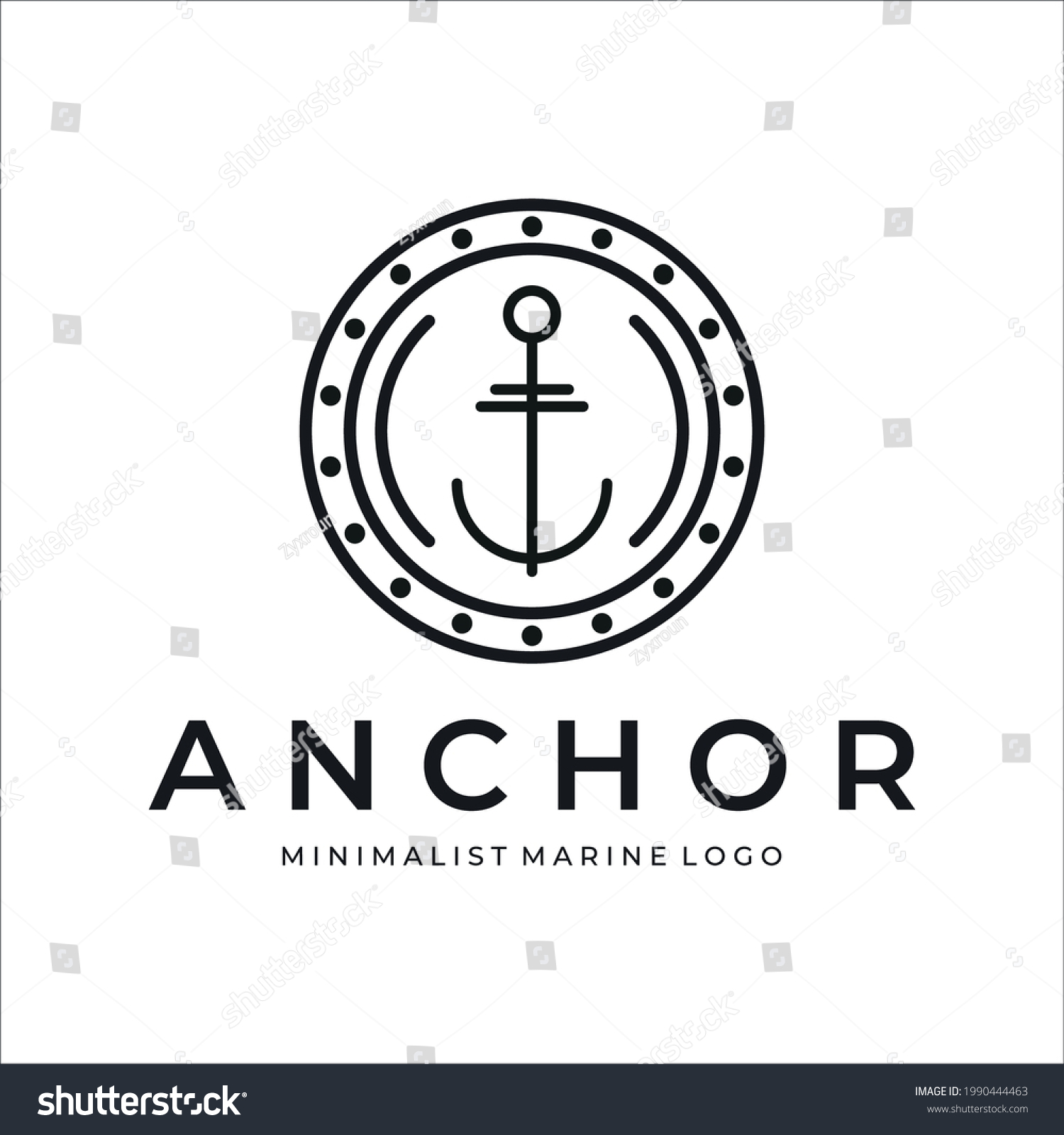 Anchor Ship Logo Minimalist Line Art Stock Vector (Royalty Free ...