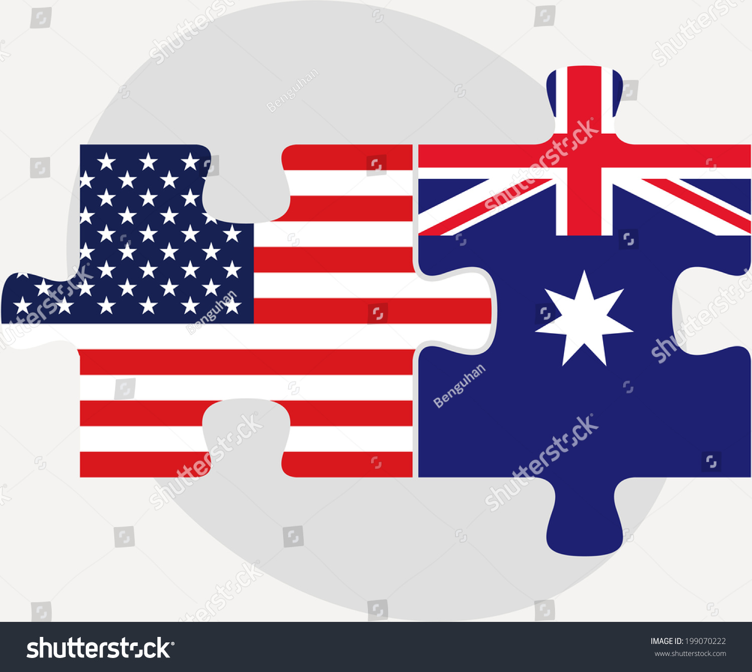 Vector Illustration Usa Australia Flags Puzzle Stock Vector (Royalty ...