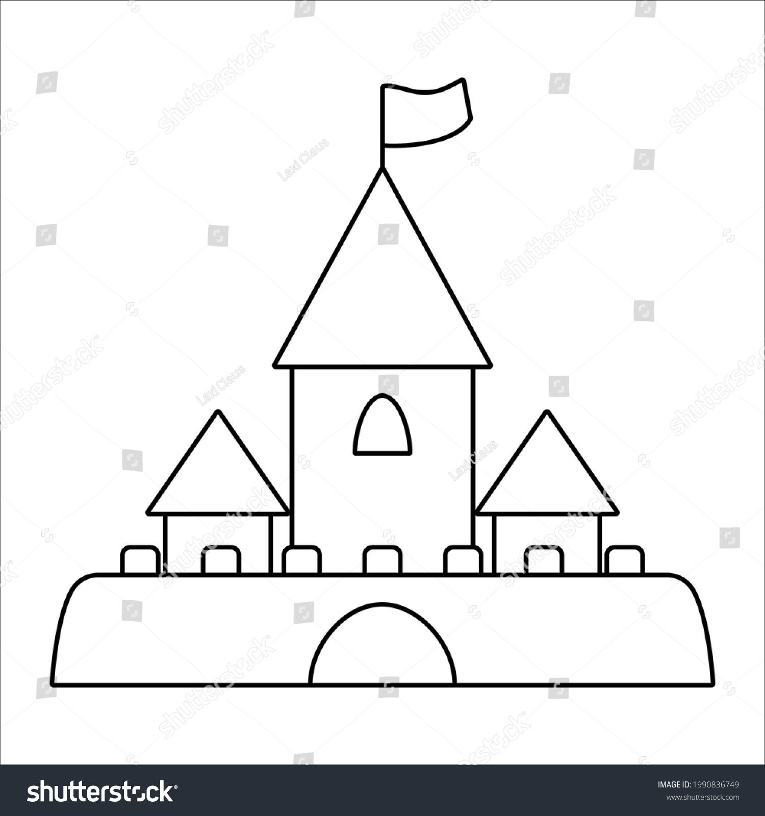 Vector Black White Sandcastle Outline Sandy Stock Vector (royalty Free 