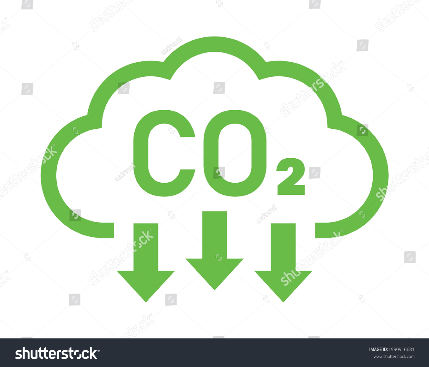 Green Cloud Co2 Reduction Vector Icon Stock Vector (Royalty Free ...