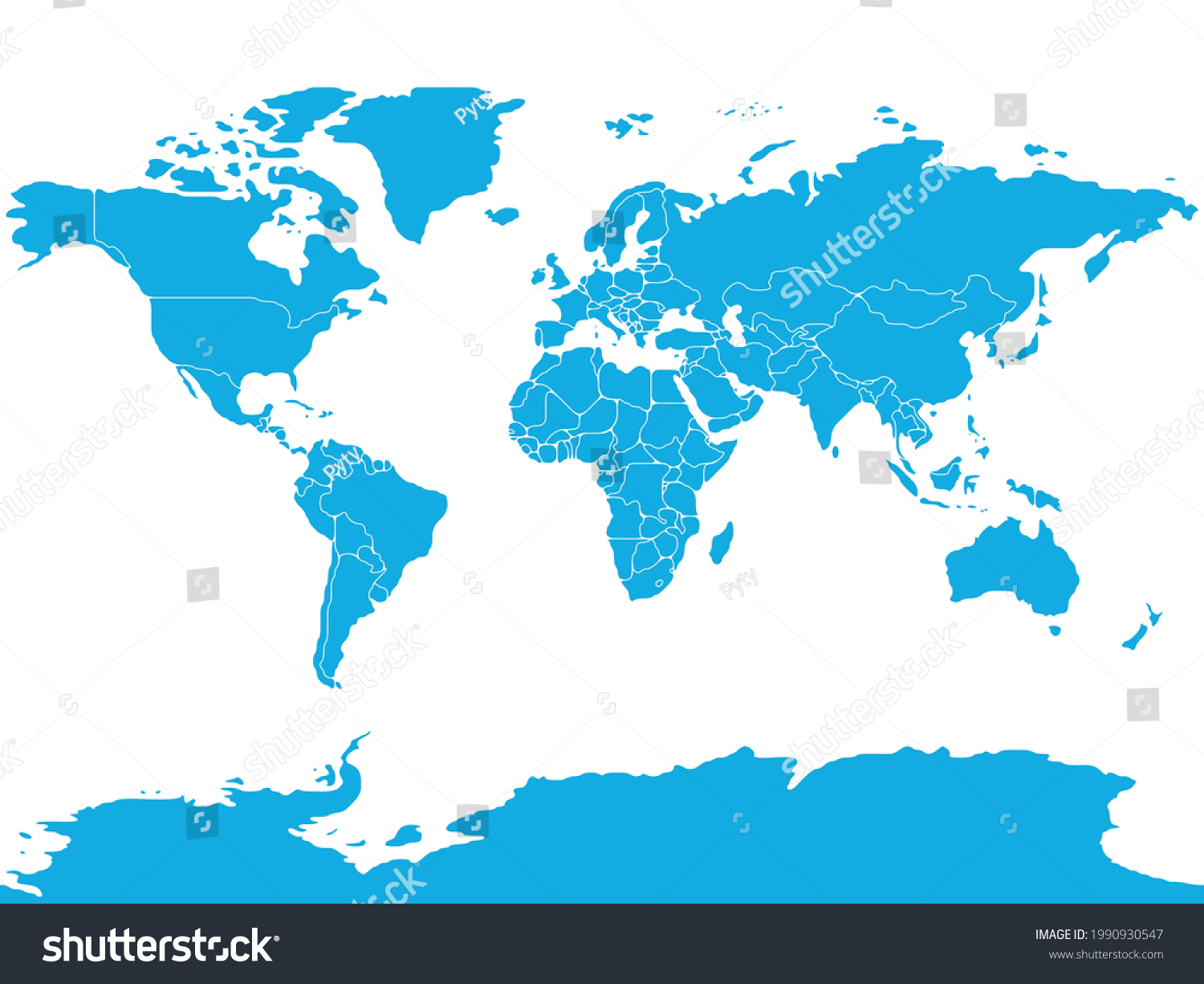 Simplified Smooth Border World Map Stock Vector (Royalty Free ...