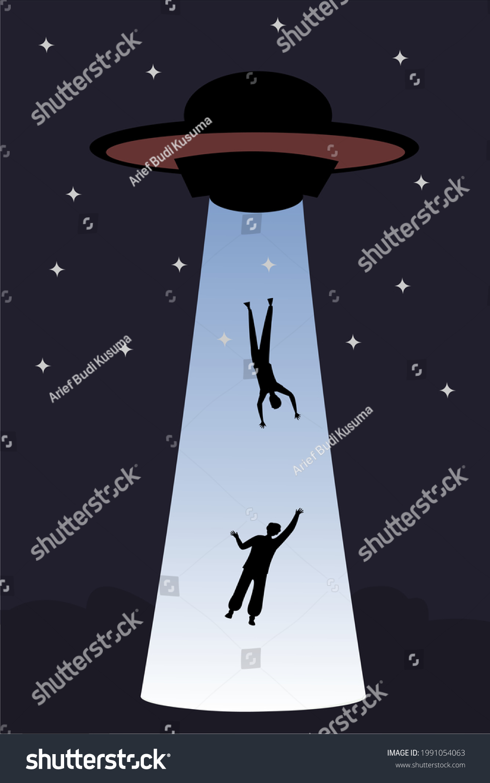 Ufo Aliens Black Forest Silhouette Vector Stock Vector (Royalty Free ...