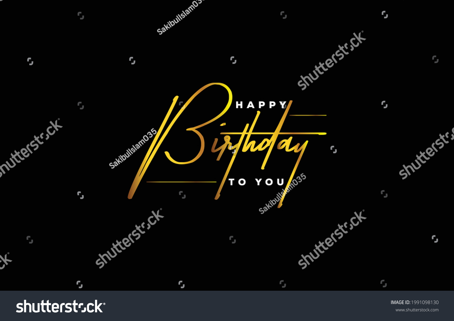 Happy Birthday Lettering Text Black White Stock Vector (Royalty Free ...