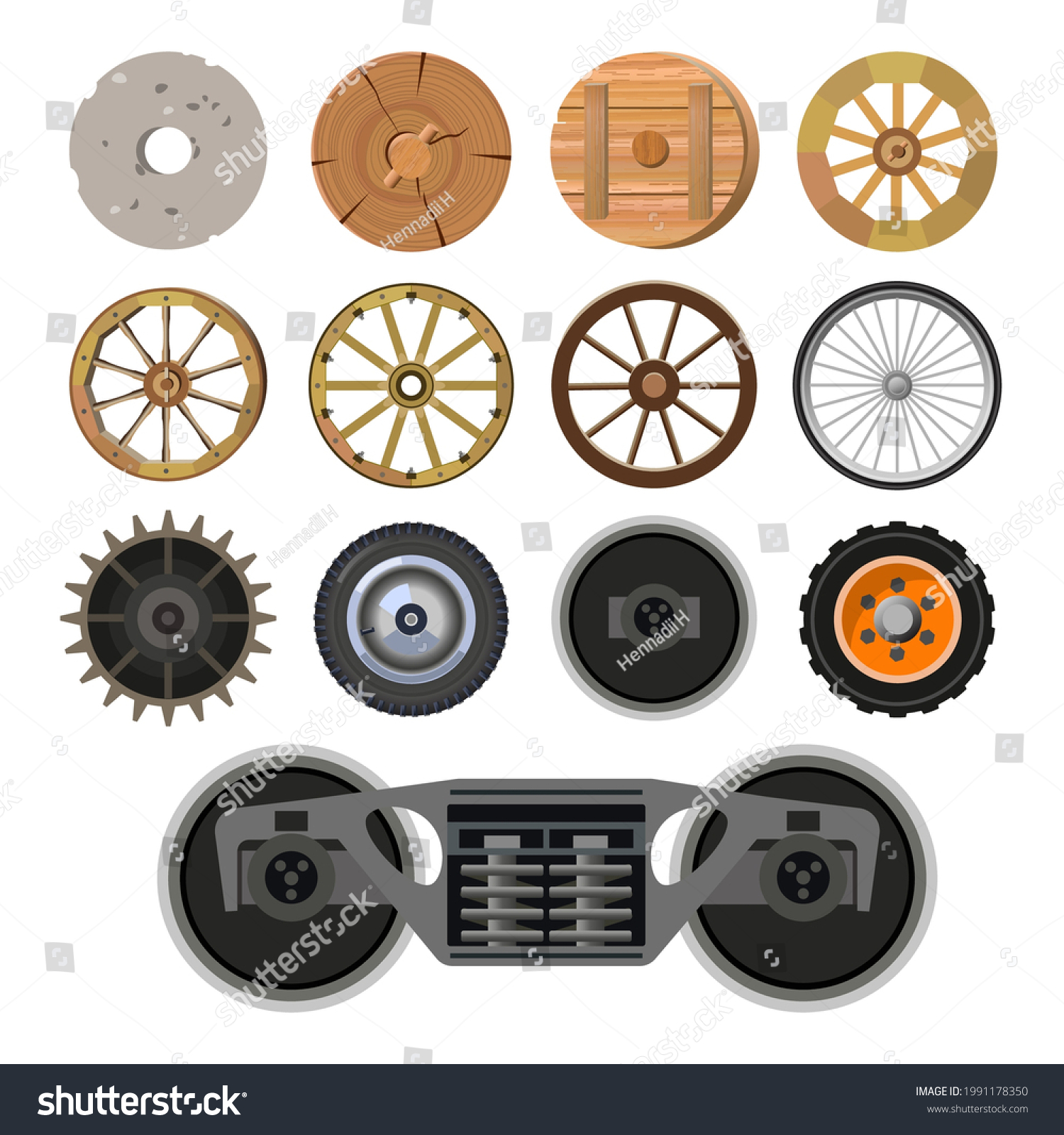 Evolution Wheel Set Vector Images Ancient Stock Vector (Royalty Free ...