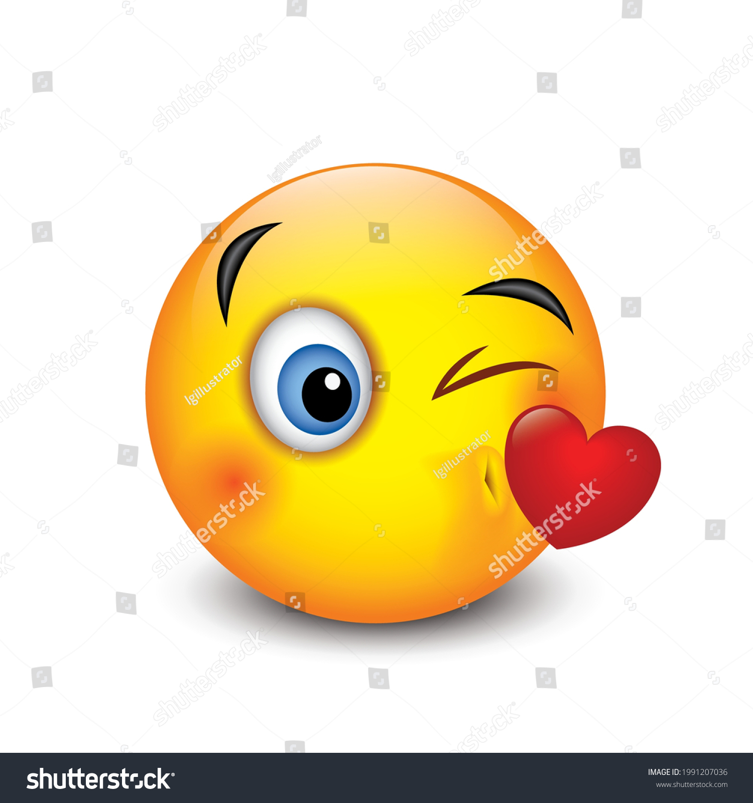 Cute Kissing Emoticon Emoji Wink Vector Stock Vector (Royalty Free ...