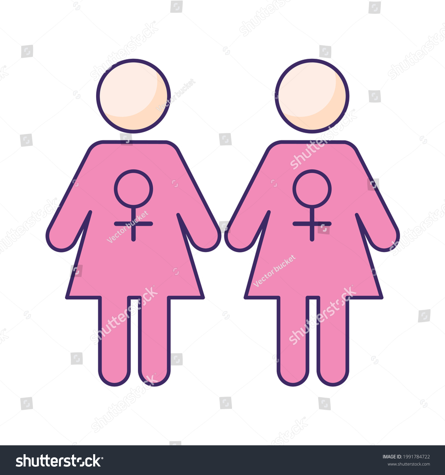 Female Homosexuality Symbol Pink Female Sign Stock Vector Royalty Free