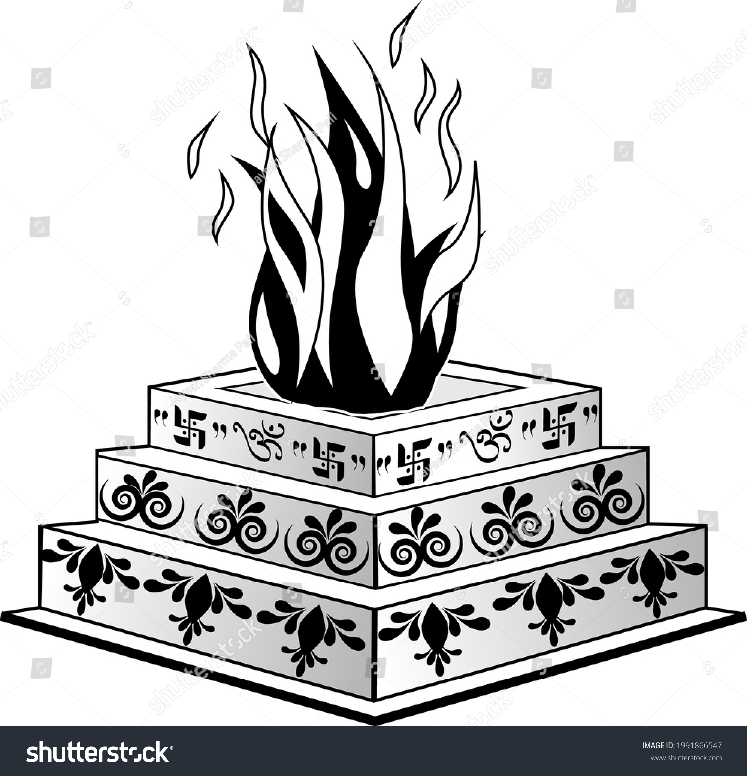 Indian Wedding Clip Art Decorative Havan Stock Vector (Royalty Free ...