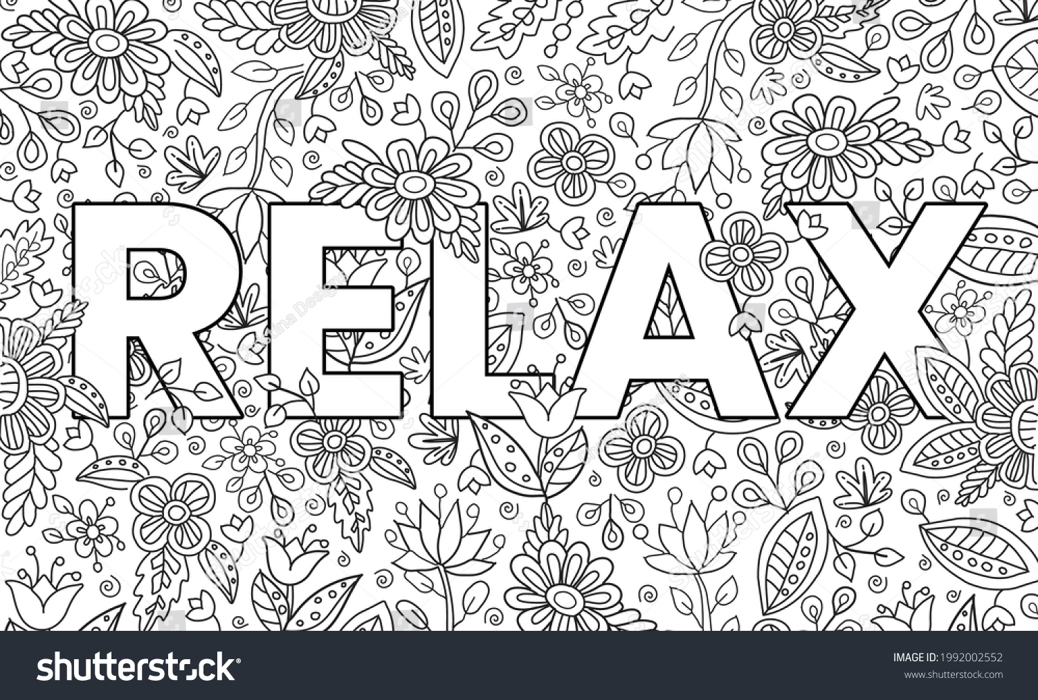 Relax Cute Hand Drawn Coloring Pages Stock Vector (Royalty Free ...