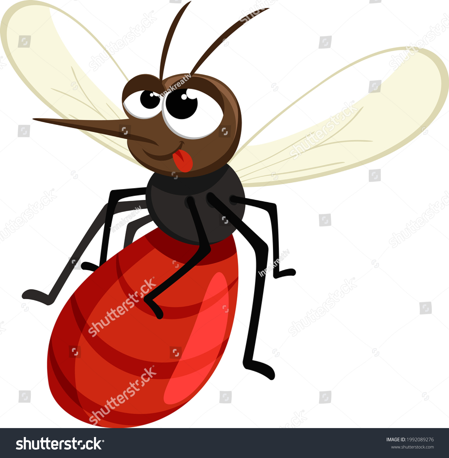 Mosquito Has Drunk Blood Flies On Stock Vector (Royalty Free ...