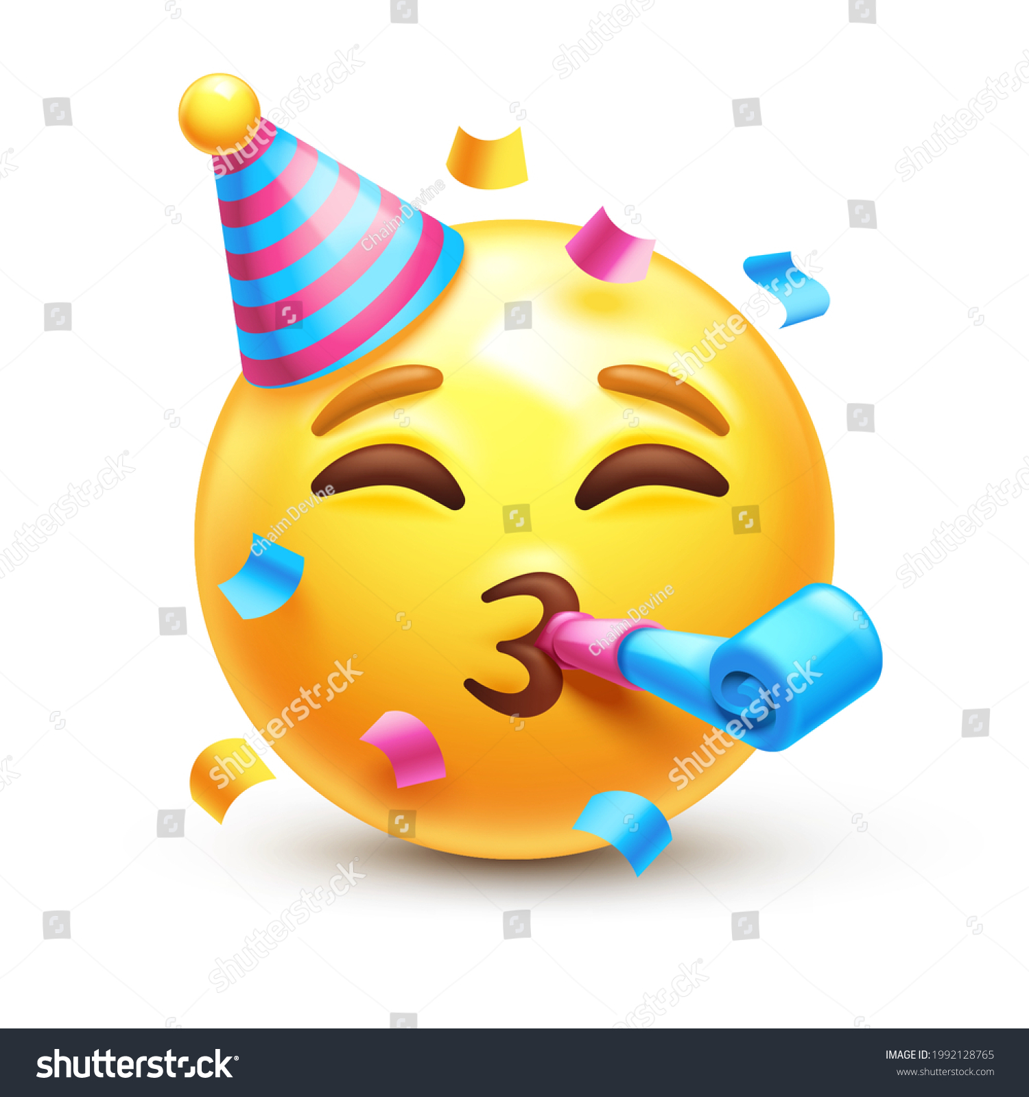 Partying Emoji Emoticon Party Horn Hat Stock Vector (Royalty Free ...